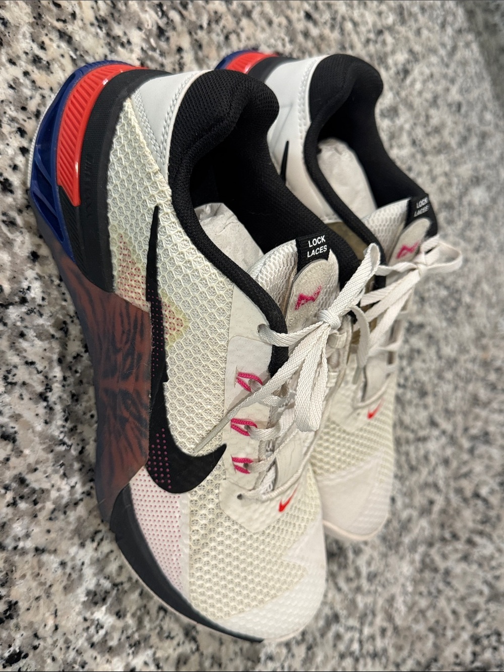 Nike Women's METCON CrossFit Cream Mesh Sneakers with Black Swoosh